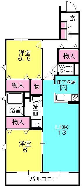 エトール甲子園浦風(2LDK/3階)の間取り写真