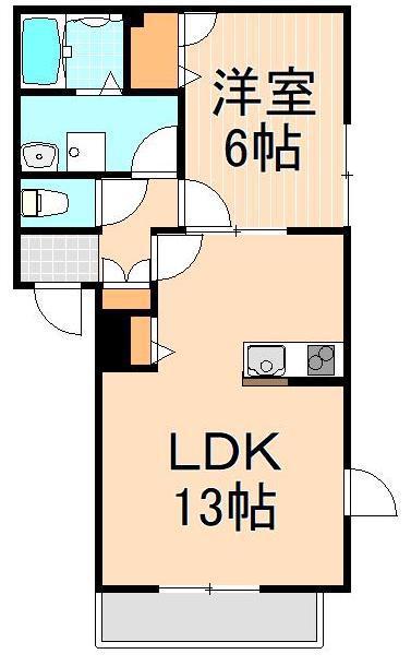 TWIN LEAVES B(1LDK/1階)の間取り写真