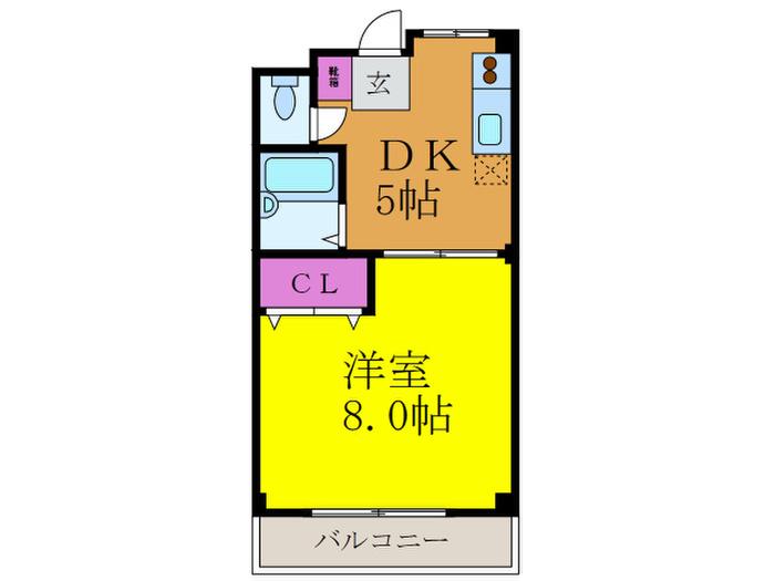 ピュアフォレスト(1DK/3階)の間取り写真