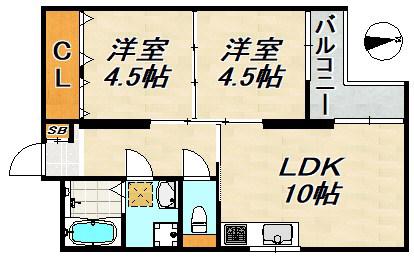 サンコート須磨(2LDK/1階)の間取り写真
