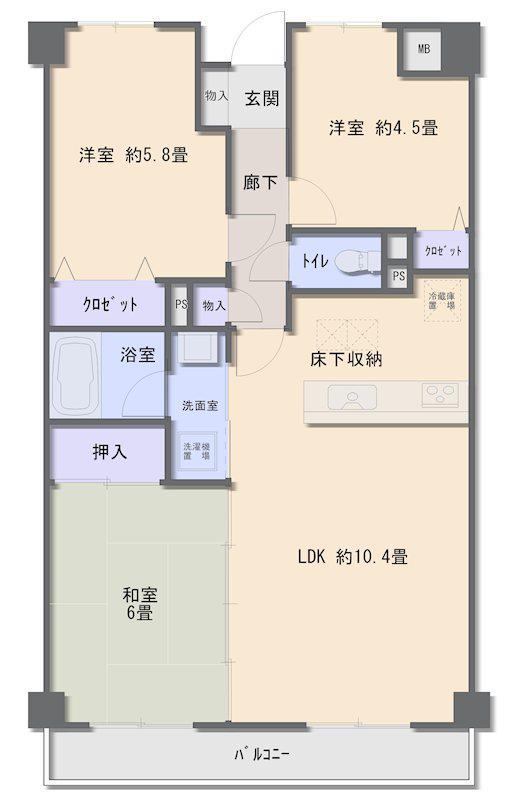 ダイアパレス淵野辺本町(3LDK/1階)の間取り写真