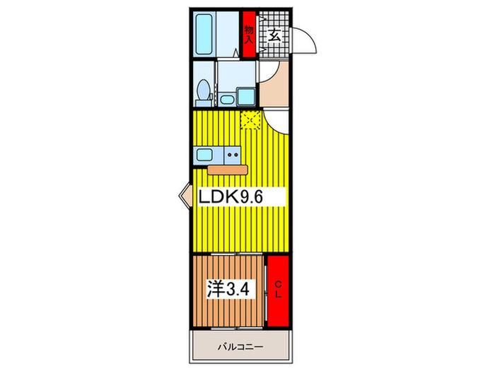 グランプリュネ(1LDK/2階)の間取り写真
