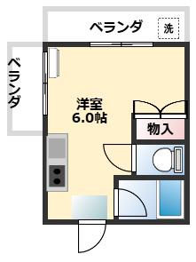 宇宿リバーハイツ(1K/3階)の間取り写真