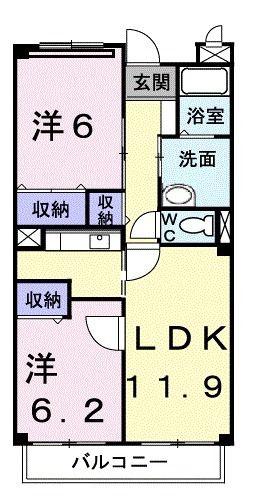 モア・エレガント(2LDK/1階)の間取り写真