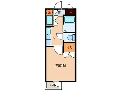 グランヴィレッジ本多町(1K/2階)の間取り写真