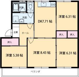 レジデンス小沢(4DK/4階)の間取り写真
