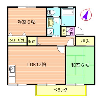 ルミエールIII(2LDK/2階)の間取り写真