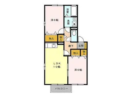 ウェール ルピナ B棟102(2LDK/1階)の間取り写真