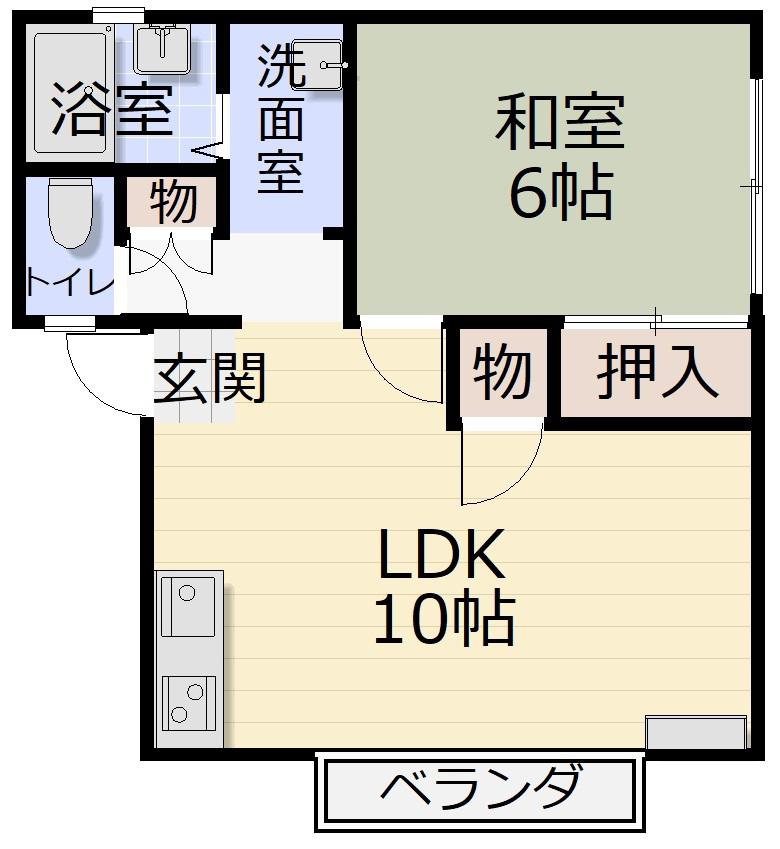 アベニュー磯部(1LDK/1階)の間取り写真