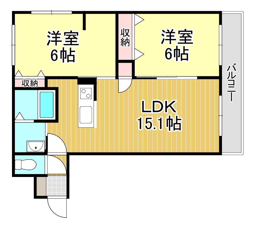 ローヤルハイツ沼ノ端(2LDK/3階)の間取り写真