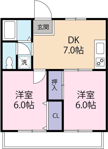 コーポ蔵(2DK/2階)の間取り写真
