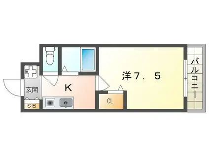 Mプラザ門真駅前(1K/6階)の間取り写真