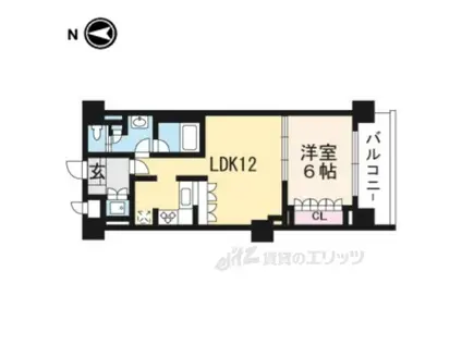 リーガル京都四条烏丸2(1LDK/3階)の間取り写真