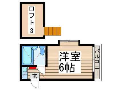 湊サンハイツ(ワンルーム/2階)の間取り写真