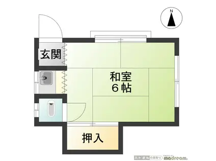 谷古宇荘(1K/1階)の間取り写真