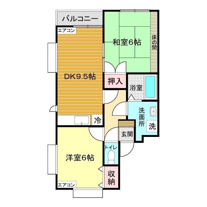 ハイツヒマワリ(2DK/2階)の間取り写真