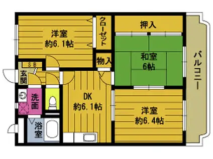 ロイヤルマンション島山(3DK/2階)の間取り写真