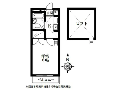 城北ロイドアパートA(1K/2階)の間取り写真