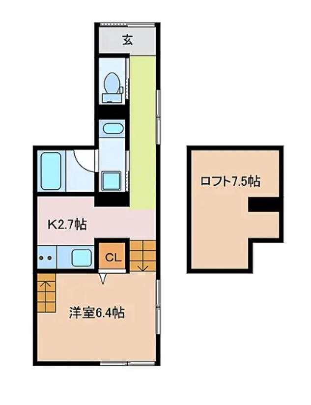 ブルーム ライラック(1K/1階)の間取り写真