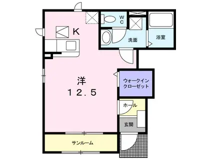 シエル アンフィニ(ワンルーム/1階)の間取り写真