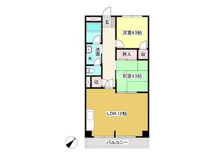 グリーンライフ山ノ沢(2LDK/2階)の間取り写真