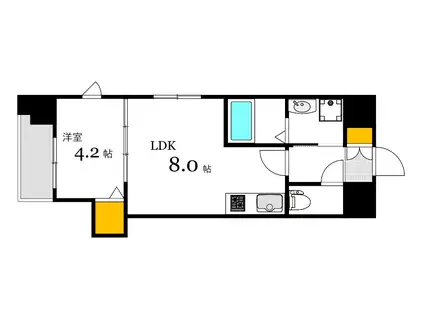 BONHEUR宇品海岸二丁目(1LDK/10階)の間取り写真