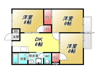 高安グリーンハイツ(3DK/1階)の間取り写真
