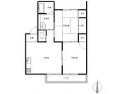 ウイングヒルズ B棟(2LDK/2階)の間取り写真