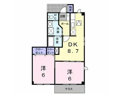 セレスクールA(2DK/1階)の間取り写真