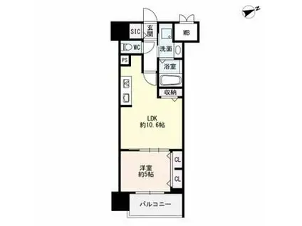 ザ・シンフォニア新栄(1LDK/2階)の間取り写真