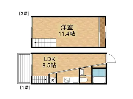 ECRU(1LDK/1階)の間取り写真