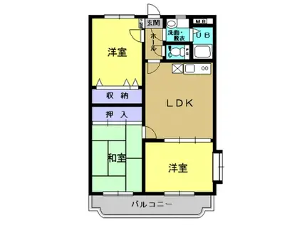 ロイヤルメゾン第二(3DK/2階)の間取り写真