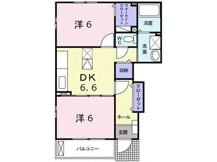 モデッサ II番館(2DK/1階)の間取り写真