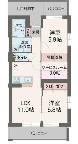 静岡鉄道静岡清水線 新静岡駅 徒歩49分 3階建 築14年(2SLDK/3階)の間取り写真