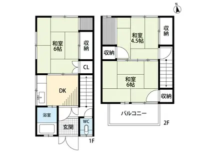 浅田メゾネット(3DK/1階)の間取り写真