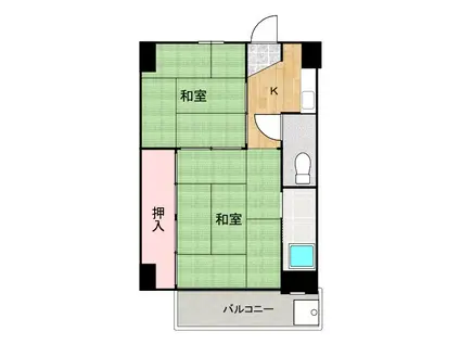 アドバンス神辺2号棟(2K/1階)の間取り写真