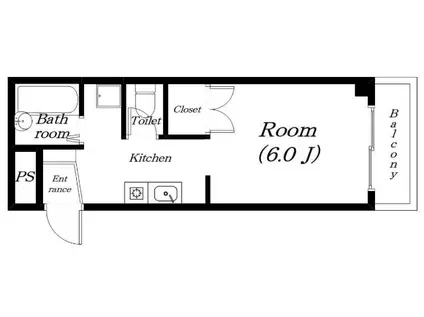 レークナウリバーII(1K/2階)の間取り写真