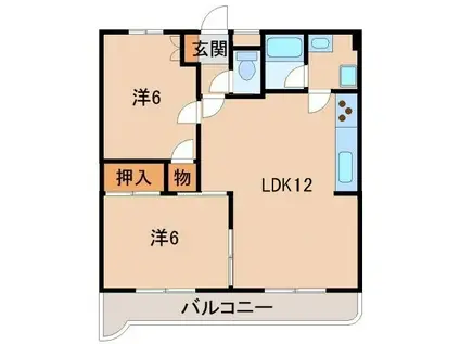 ウイング花山(2LDK/4階)の間取り写真