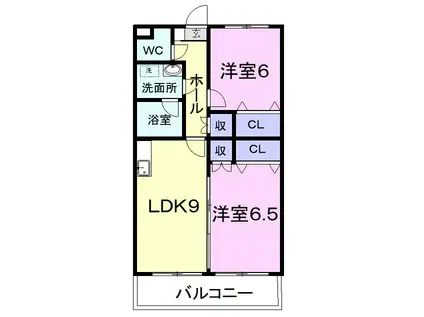 フレグランス(2LDK/2階)の間取り写真