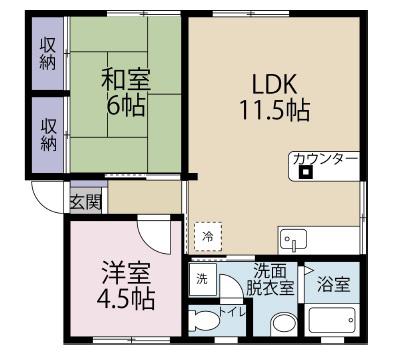 ソファレ土屋A(2LDK/1階)の間取り写真