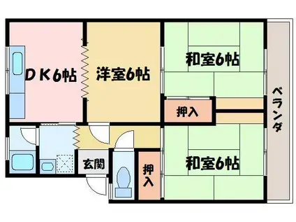 八雲マンション(3DK/2階)の間取り写真