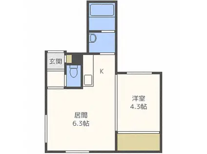 アイアール麻生III(1LDK/4階)の間取り写真