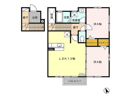 グレイスコート(2LDK/2階)の間取り写真