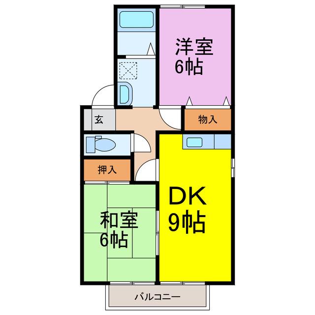 アモールKAZAMA(2DK/1階)の間取り写真