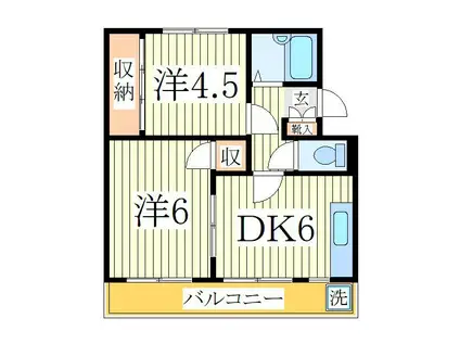 ガーデンフィール東台(2DK/1階)の間取り写真