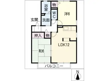ハートホーム江島A・B(2LDK/2階)の間取り写真