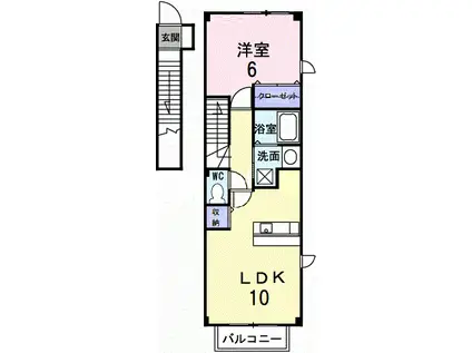 オリエントハイツIIA(1LDK/2階)の間取り写真