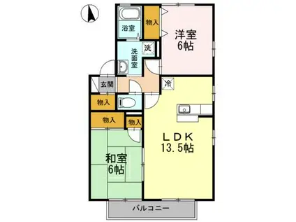 ウィルモア床波B(2LDK/2階)の間取り写真