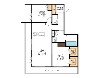 AF エーデルメゾン(2LDK/2階)の間取り写真