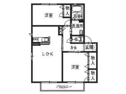 ジィオニス(2LDK/2階)の間取り写真